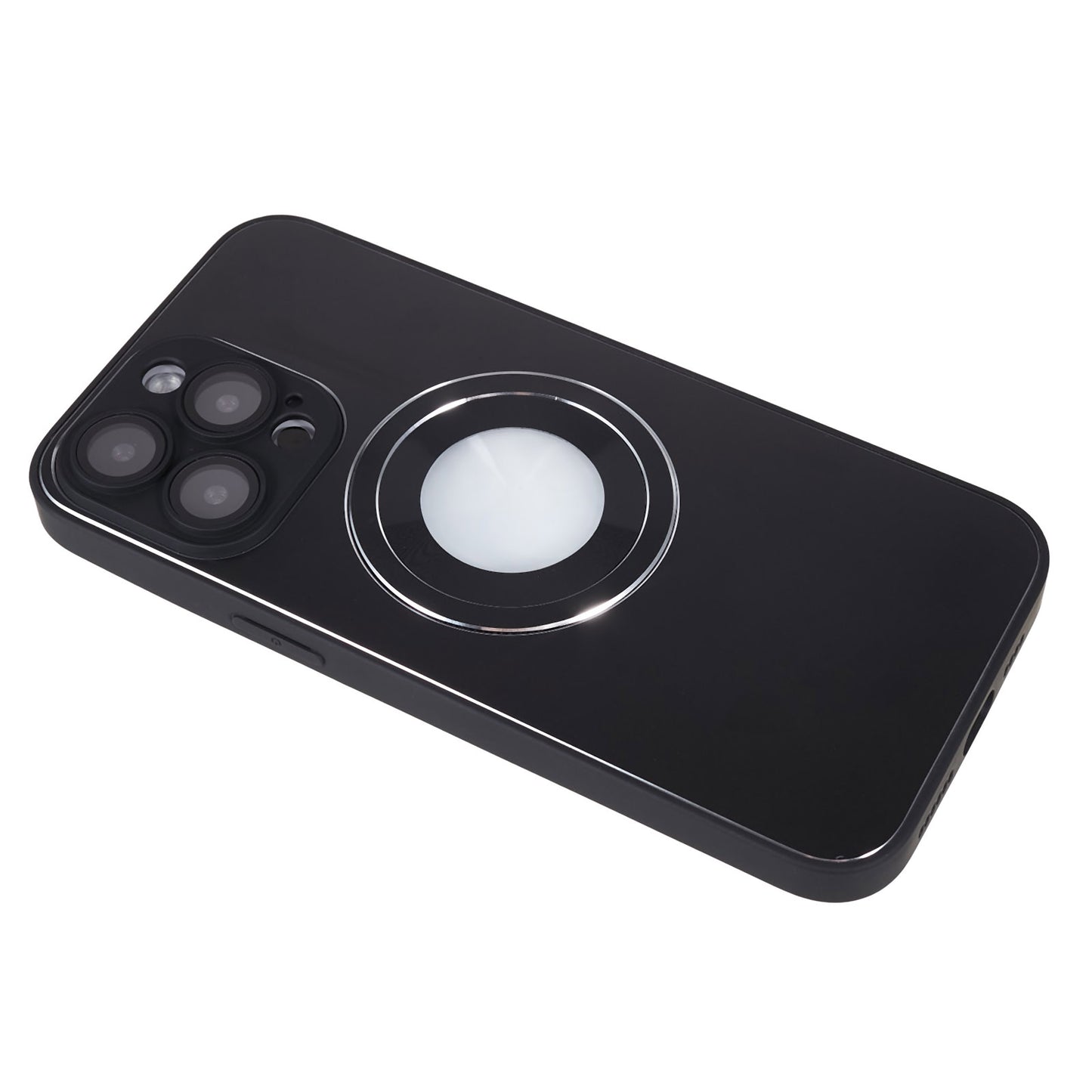 For iPhone 14 Pro TPU Magnetic Phone Case Aluminum Alloy Ring Logo View AG Matte Cover with Lens Protector