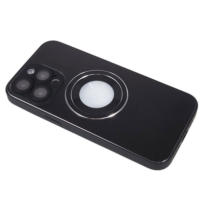 For iPhone 14 Pro TPU Magnetic Phone Case Aluminum Alloy Ring Logo View AG Matte Cover with Lens Protector