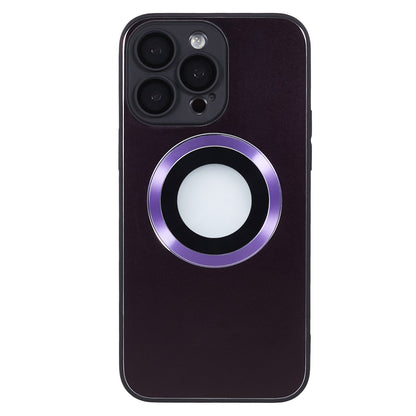 For iPhone 14 Pro TPU Magnetic Phone Case Aluminum Alloy Ring Logo View AG Matte Cover with Lens Protector