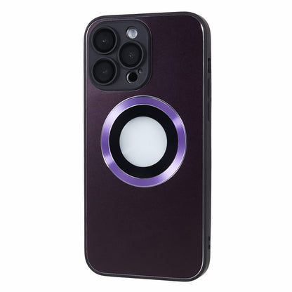 For iPhone 14 Pro TPU Magnetic Phone Case Aluminum Alloy Ring Logo View AG Matte Cover with Lens Protector