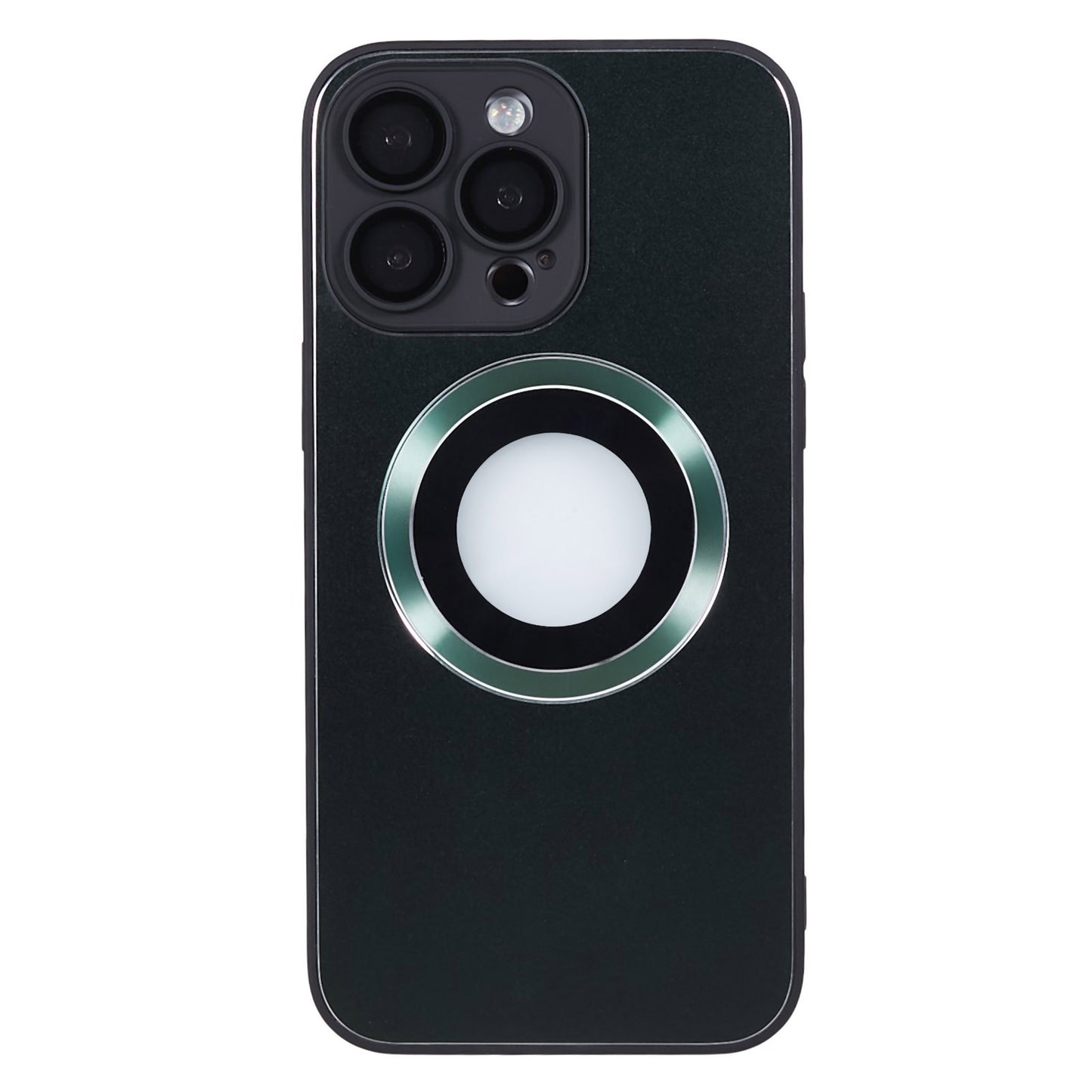 For iPhone 14 Pro TPU Magnetic Phone Case Aluminum Alloy Ring Logo View AG Matte Cover with Lens Protector