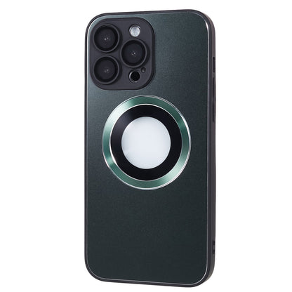 For iPhone 14 Pro TPU Magnetic Phone Case Aluminum Alloy Ring Logo View AG Matte Cover with Lens Protector