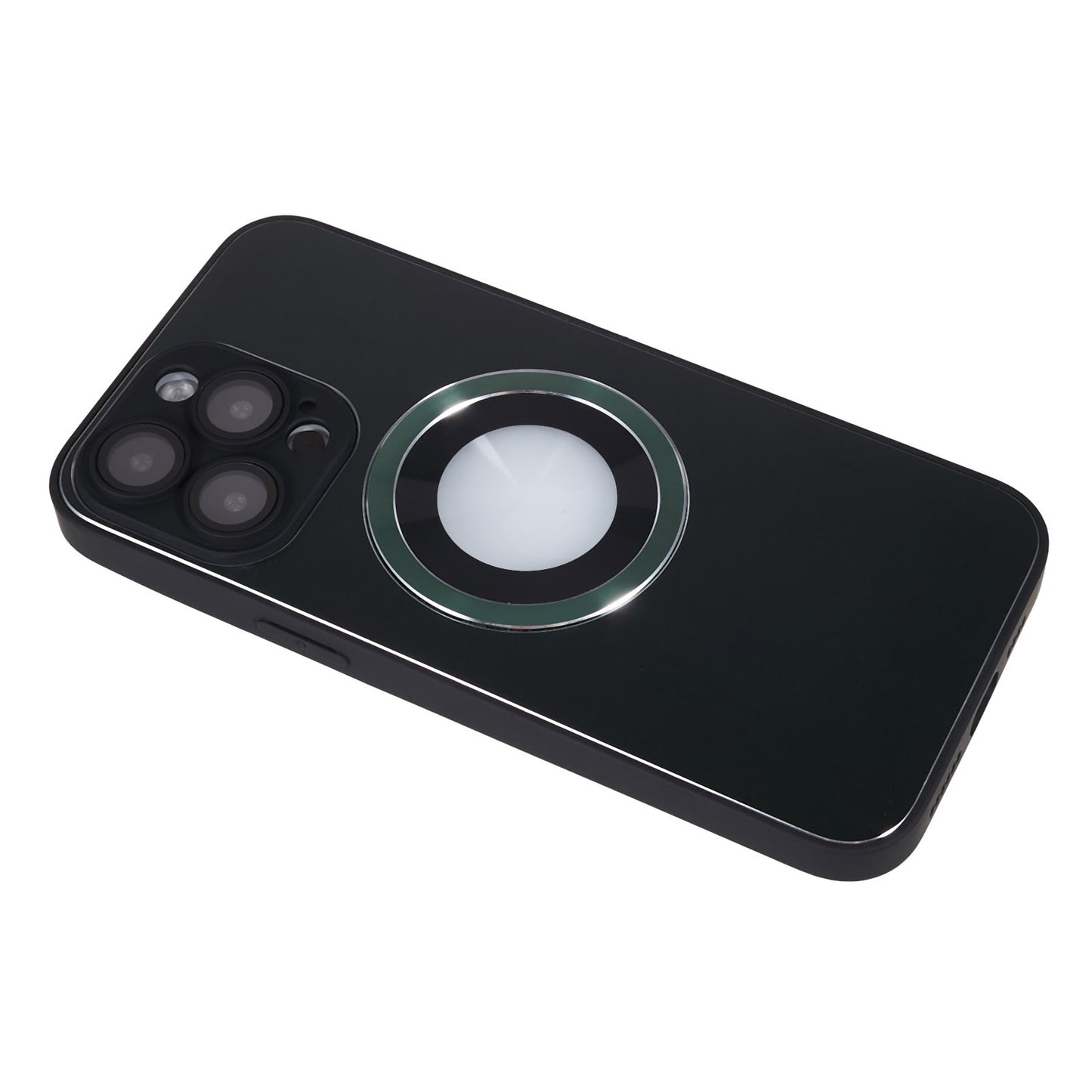 For iPhone 14 Pro TPU Magnetic Phone Case Aluminum Alloy Ring Logo View AG Matte Cover with Lens Protector