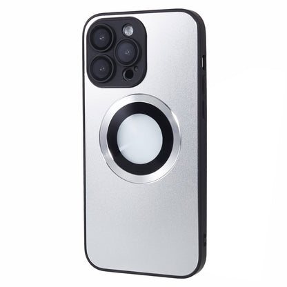 For iPhone 14 Pro TPU Magnetic Phone Case Aluminum Alloy Ring Logo View AG Matte Cover with Lens Protector