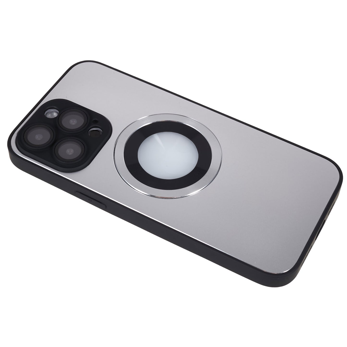 For iPhone 14 Pro TPU Magnetic Phone Case Aluminum Alloy Ring Logo View AG Matte Cover with Lens Protector