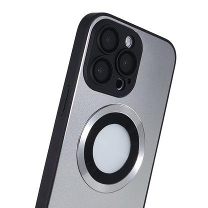 For iPhone 14 Pro TPU Magnetic Phone Case Aluminum Alloy Ring Logo View AG Matte Cover with Lens Protector