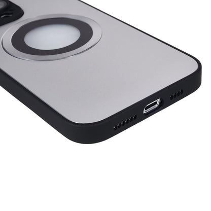 For iPhone 14 Pro TPU Magnetic Phone Case Aluminum Alloy Ring Logo View AG Matte Cover with Lens Protector