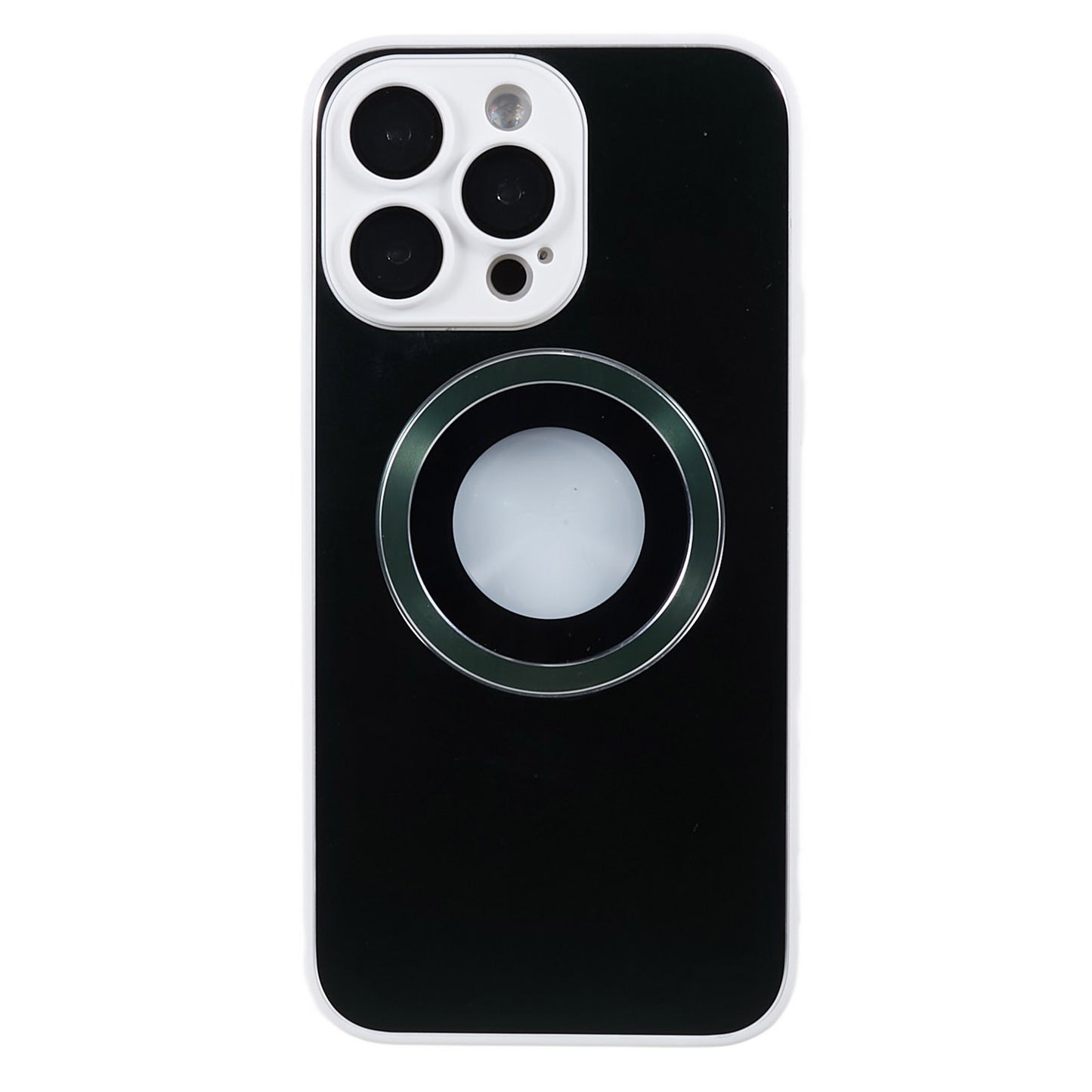 For iPhone 14 Pro TPU Magnetic Phone Case Aluminum Alloy Ring Logo View AG Matte Cover with Lens Protector