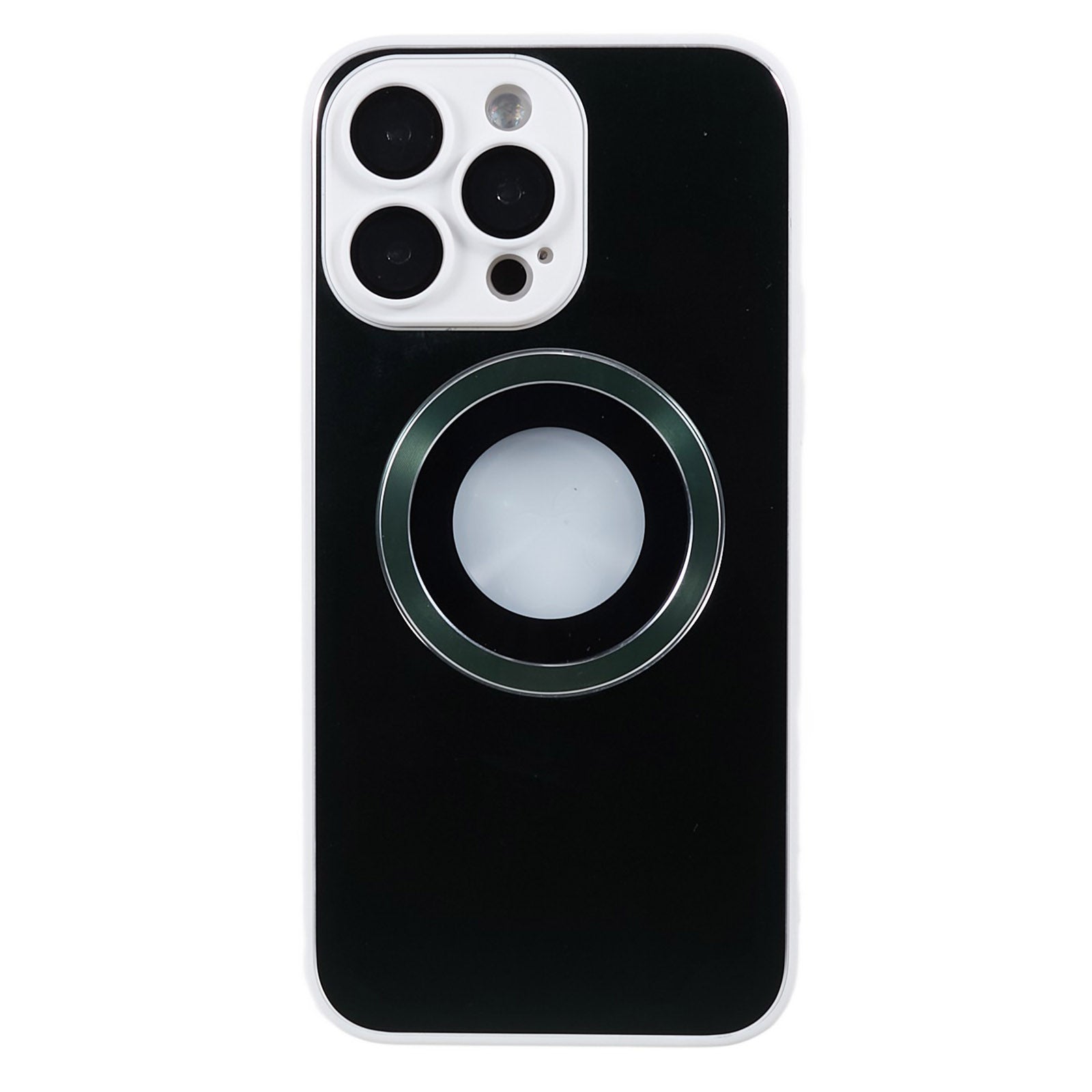 For iPhone 14 Pro TPU Magnetic Phone Case Aluminum Alloy Ring Logo View AG Matte Cover with Lens Protector