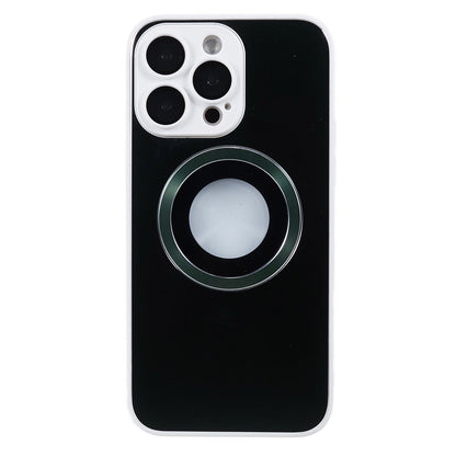 For iPhone 14 Pro TPU Magnetic Phone Case Aluminum Alloy Ring Logo View AG Matte Cover with Lens Protector