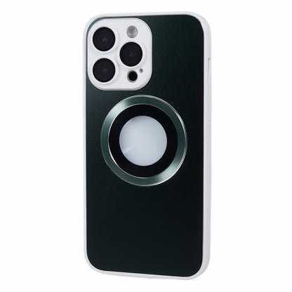 For iPhone 14 Pro TPU Magnetic Phone Case Aluminum Alloy Ring Logo View AG Matte Cover with Lens Protector