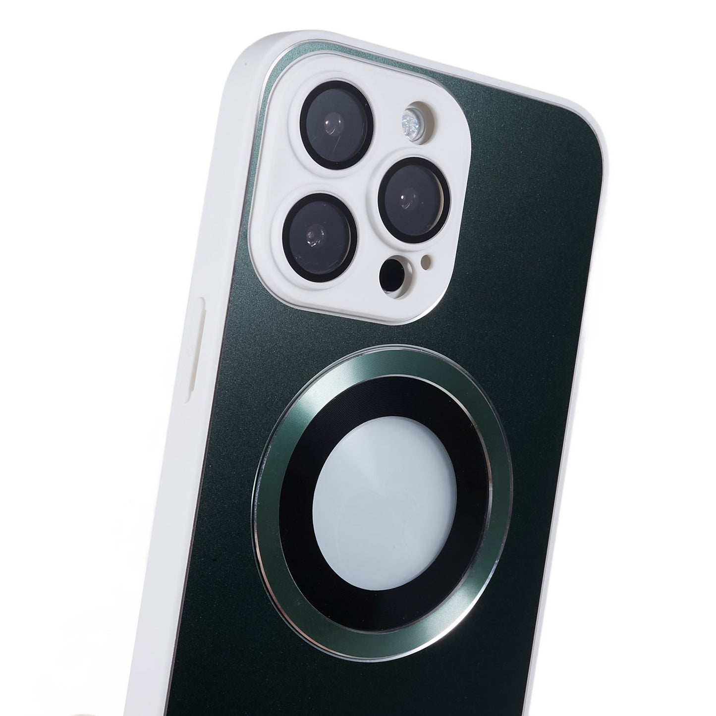 For iPhone 14 Pro TPU Magnetic Phone Case Aluminum Alloy Ring Logo View AG Matte Cover with Lens Protector