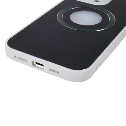 For iPhone 14 Pro TPU Magnetic Phone Case Aluminum Alloy Ring Logo View AG Matte Cover with Lens Protector