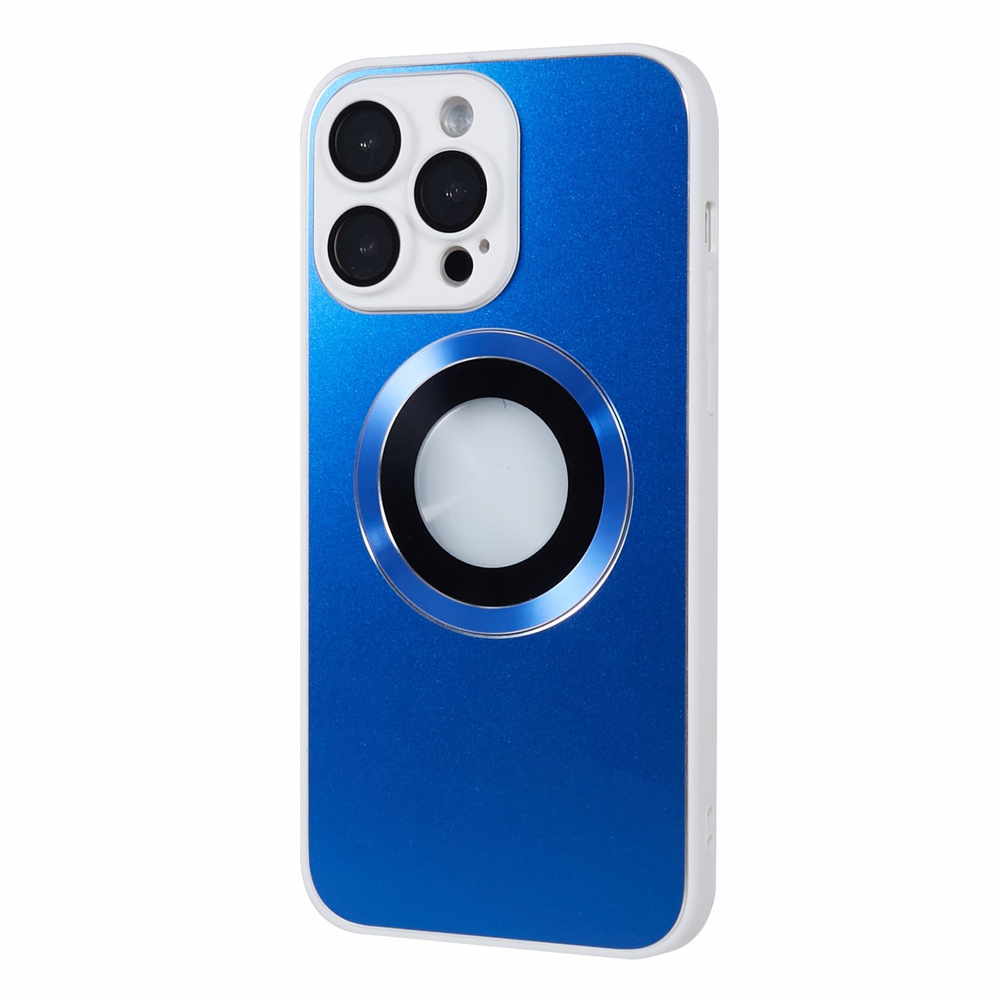 For iPhone 14 Pro TPU Magnetic Phone Case Aluminum Alloy Ring Logo View AG Matte Cover with Lens Protector