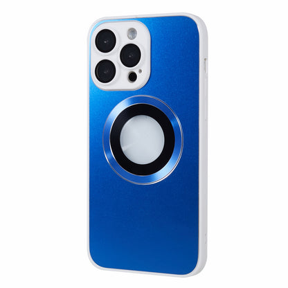 For iPhone 14 Pro TPU Magnetic Phone Case Aluminum Alloy Ring Logo View AG Matte Cover with Lens Protector