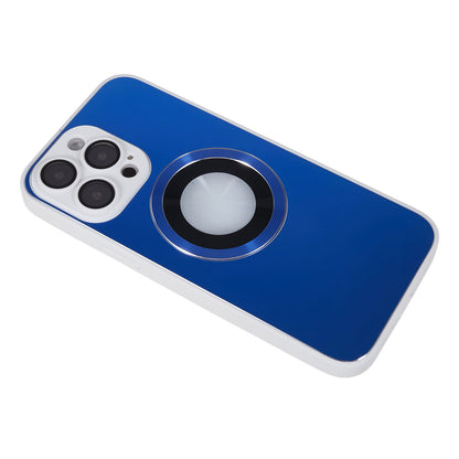 For iPhone 14 Pro TPU Magnetic Phone Case Aluminum Alloy Ring Logo View AG Matte Cover with Lens Protector