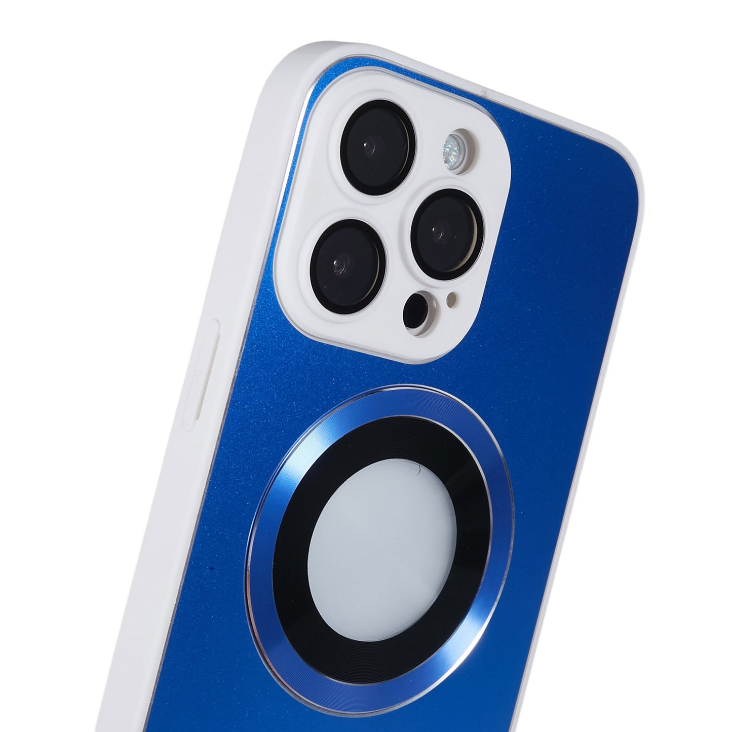 For iPhone 14 Pro TPU Magnetic Phone Case Aluminum Alloy Ring Logo View AG Matte Cover with Lens Protector