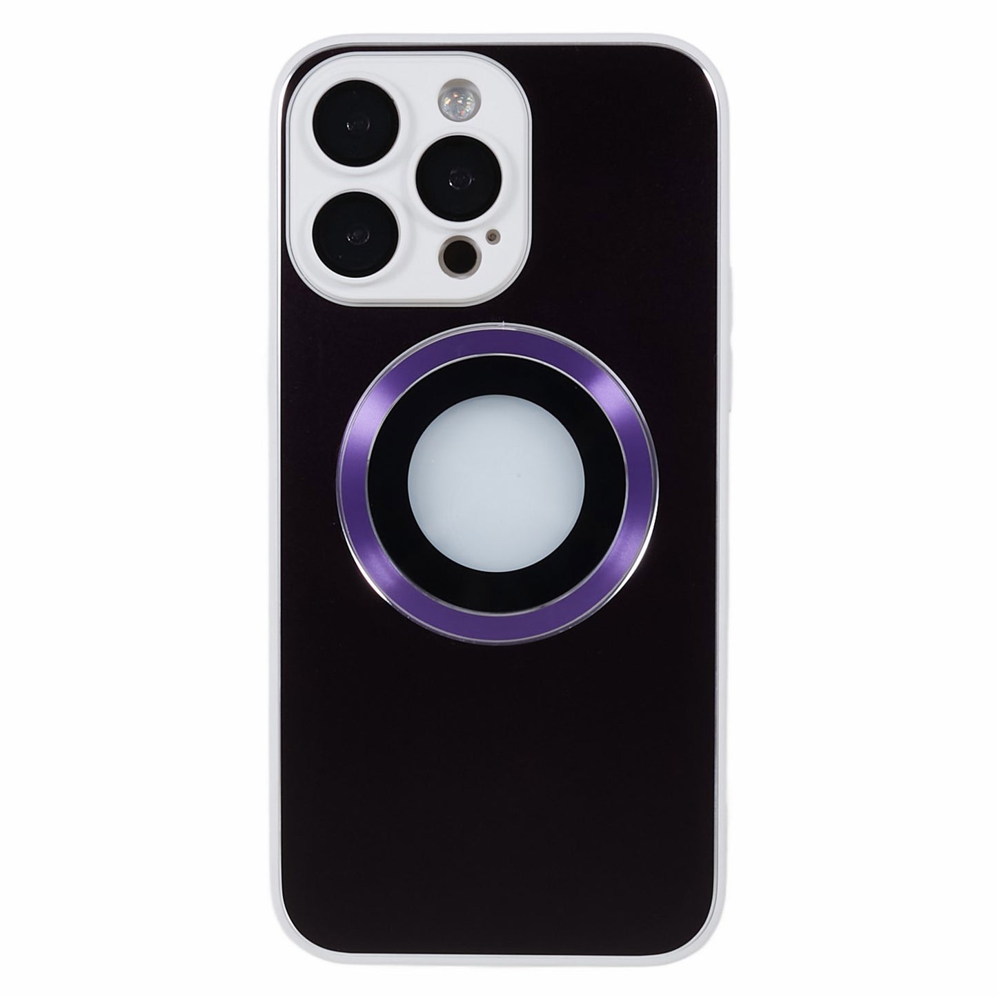 For iPhone 14 Pro TPU Magnetic Phone Case Aluminum Alloy Ring Logo View AG Matte Cover with Lens Protector