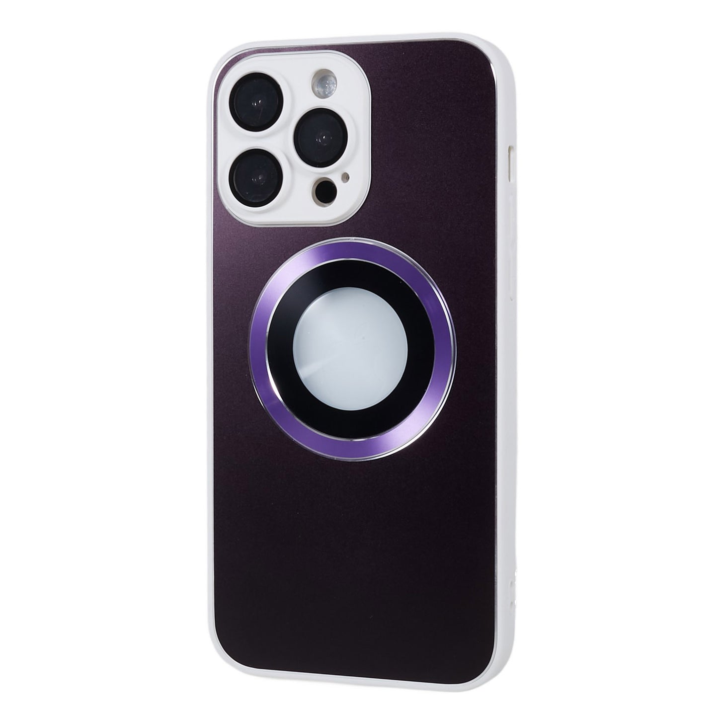 For iPhone 14 Pro TPU Magnetic Phone Case Aluminum Alloy Ring Logo View AG Matte Cover with Lens Protector