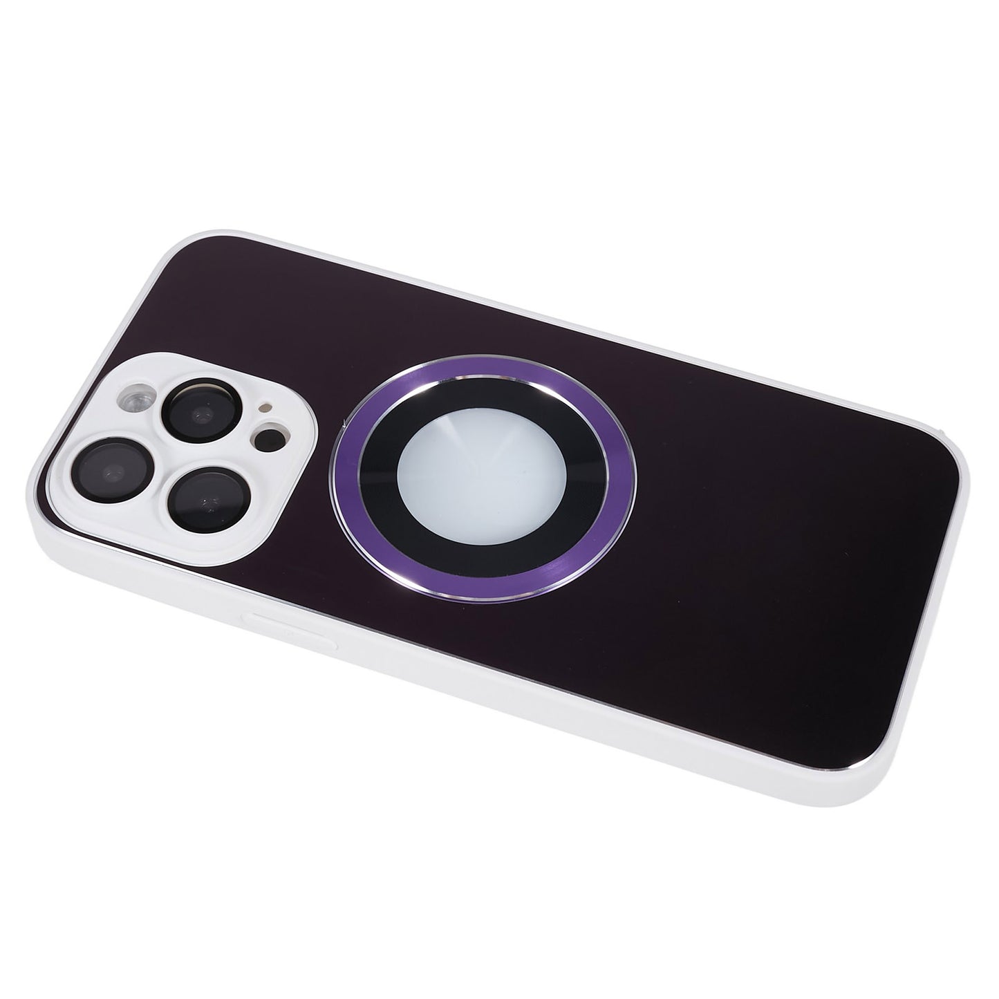 For iPhone 14 Pro TPU Magnetic Phone Case Aluminum Alloy Ring Logo View AG Matte Cover with Lens Protector