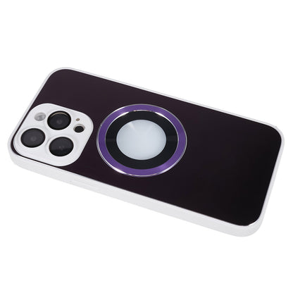 For iPhone 14 Pro TPU Magnetic Phone Case Aluminum Alloy Ring Logo View AG Matte Cover with Lens Protector