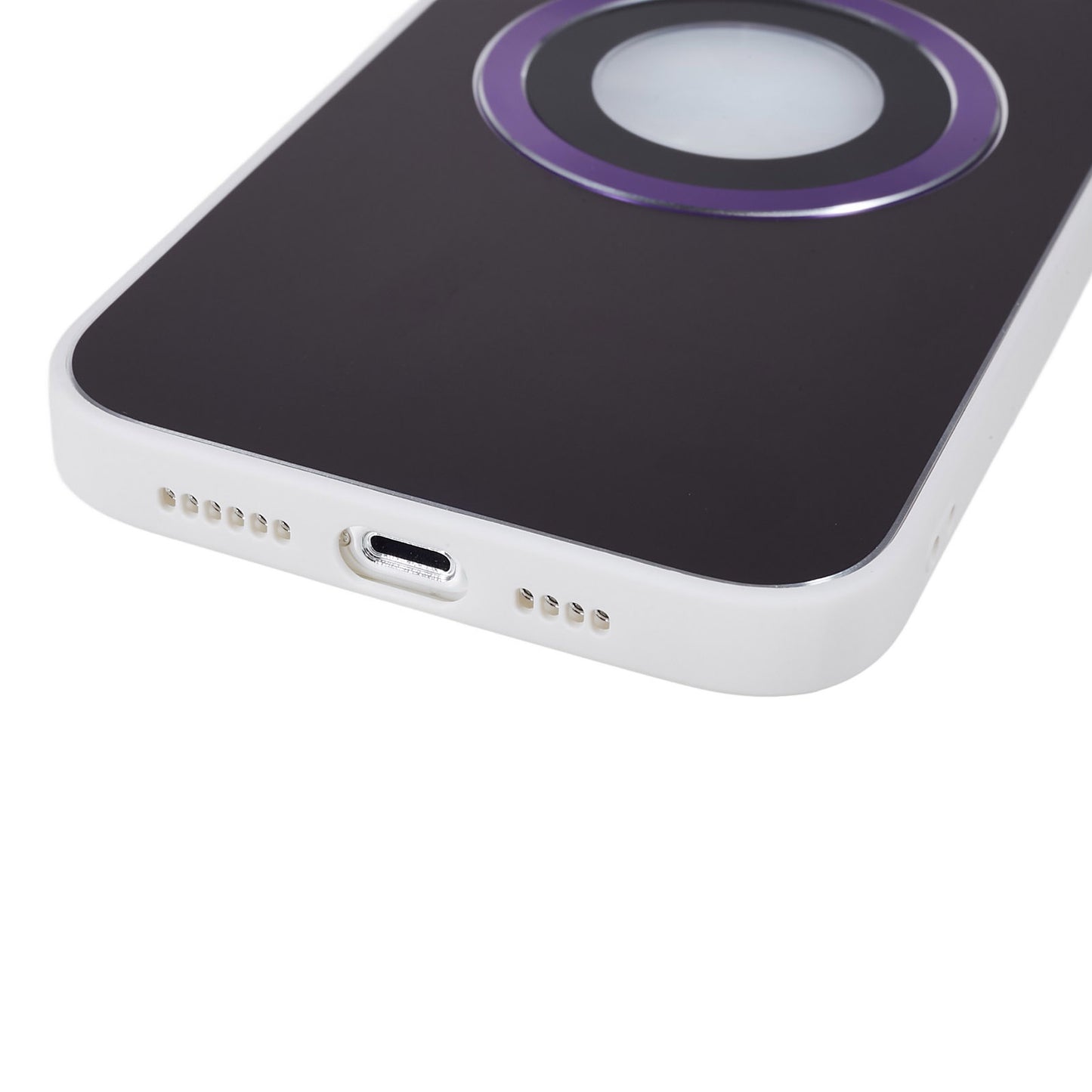 For iPhone 14 Pro TPU Magnetic Phone Case Aluminum Alloy Ring Logo View AG Matte Cover with Lens Protector