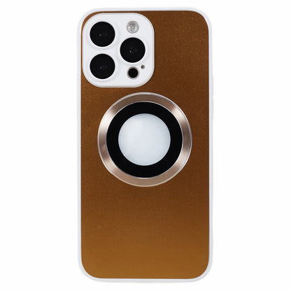For iPhone 14 Pro TPU Magnetic Phone Case Aluminum Alloy Ring Logo View AG Matte Cover with Lens Protector
