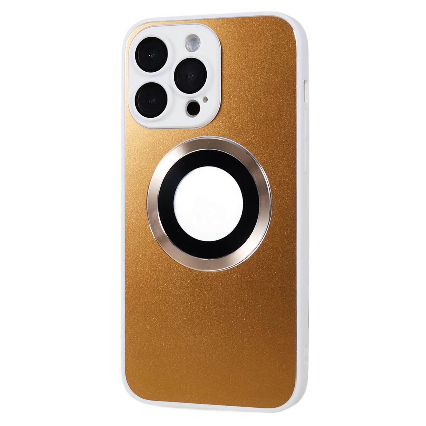 For iPhone 14 Pro TPU Magnetic Phone Case Aluminum Alloy Ring Logo View AG Matte Cover with Lens Protector