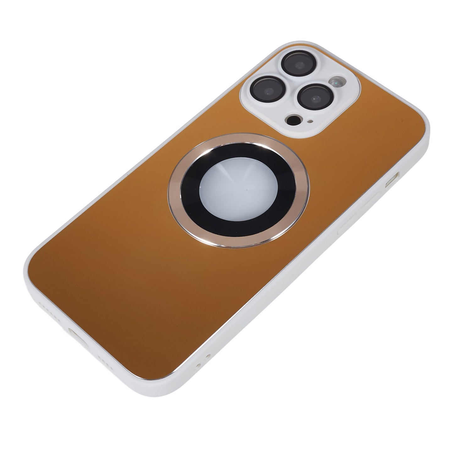 For iPhone 14 Pro TPU Magnetic Phone Case Aluminum Alloy Ring Logo View AG Matte Cover with Lens Protector