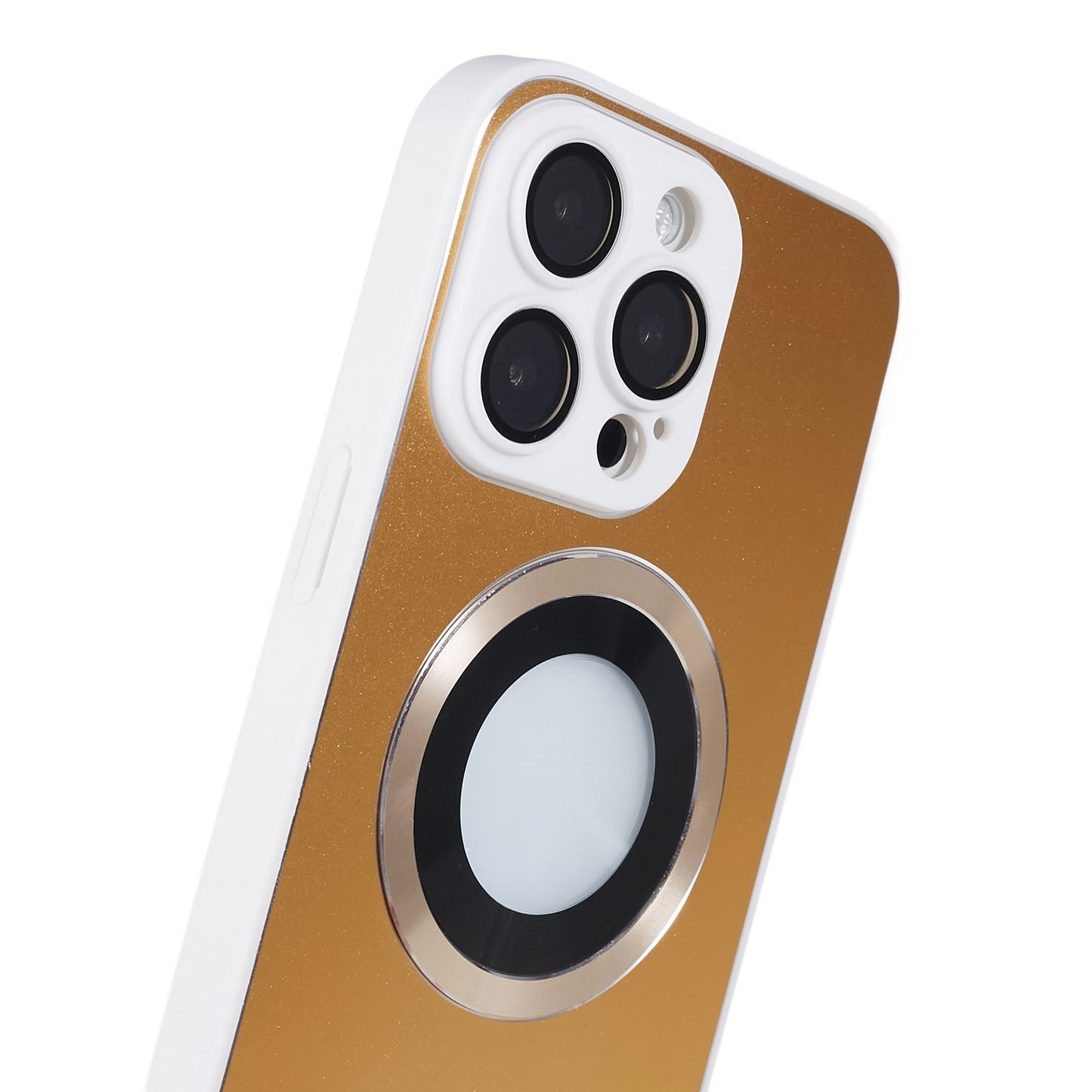 For iPhone 14 Pro TPU Magnetic Phone Case Aluminum Alloy Ring Logo View AG Matte Cover with Lens Protector