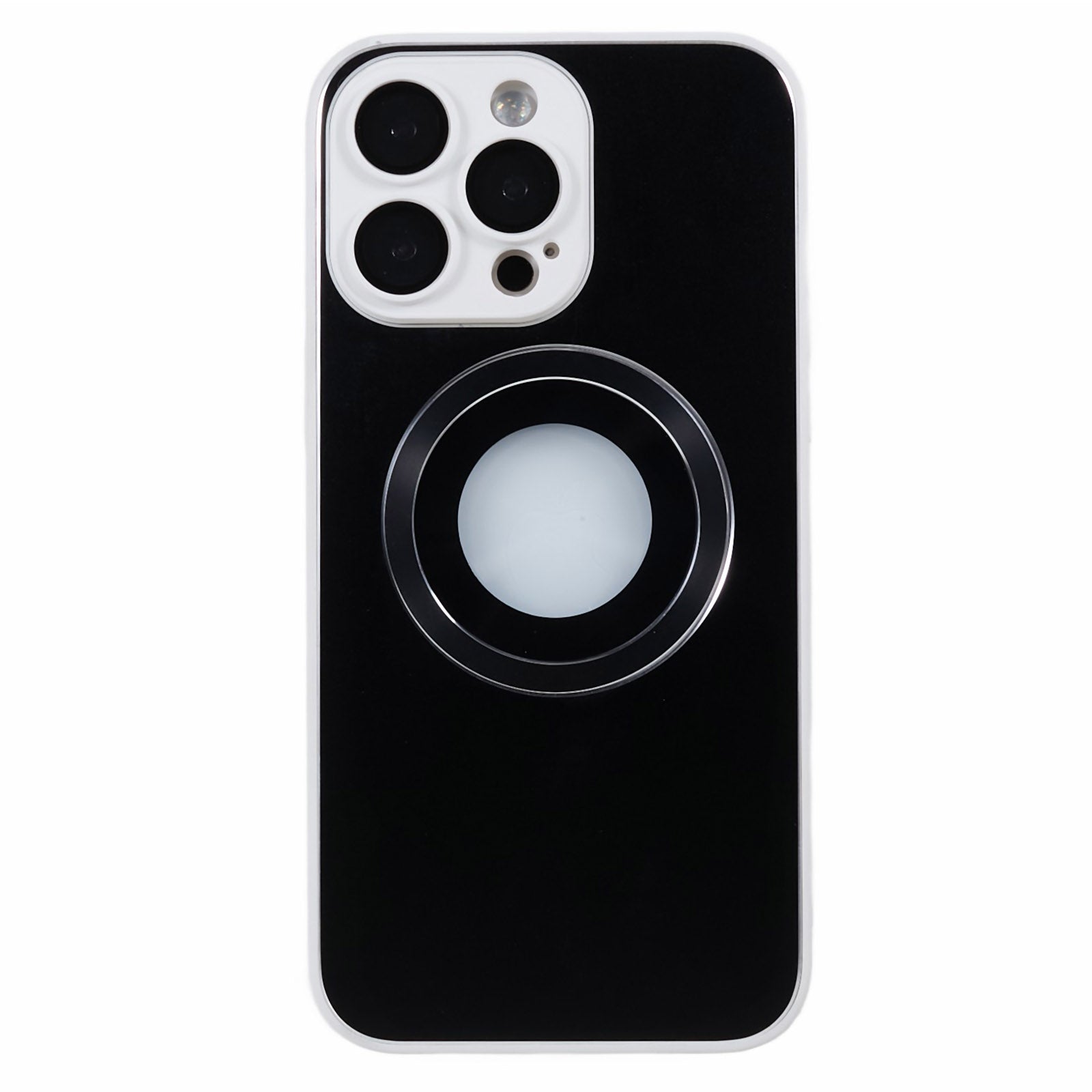For iPhone 14 Pro TPU Magnetic Phone Case Aluminum Alloy Ring Logo View AG Matte Cover with Lens Protector