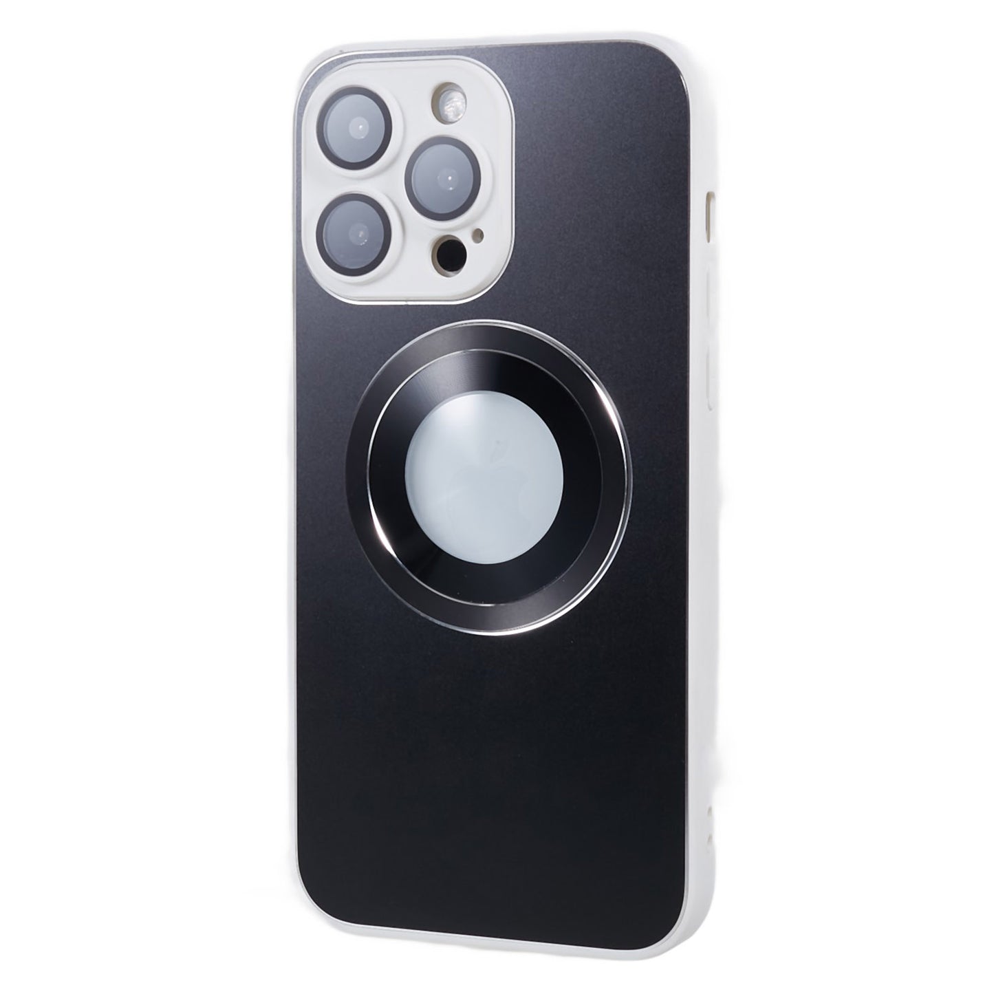 For iPhone 14 Pro TPU Magnetic Phone Case Aluminum Alloy Ring Logo View AG Matte Cover with Lens Protector