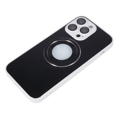 For iPhone 14 Pro TPU Magnetic Phone Case Aluminum Alloy Ring Logo View AG Matte Cover with Lens Protector