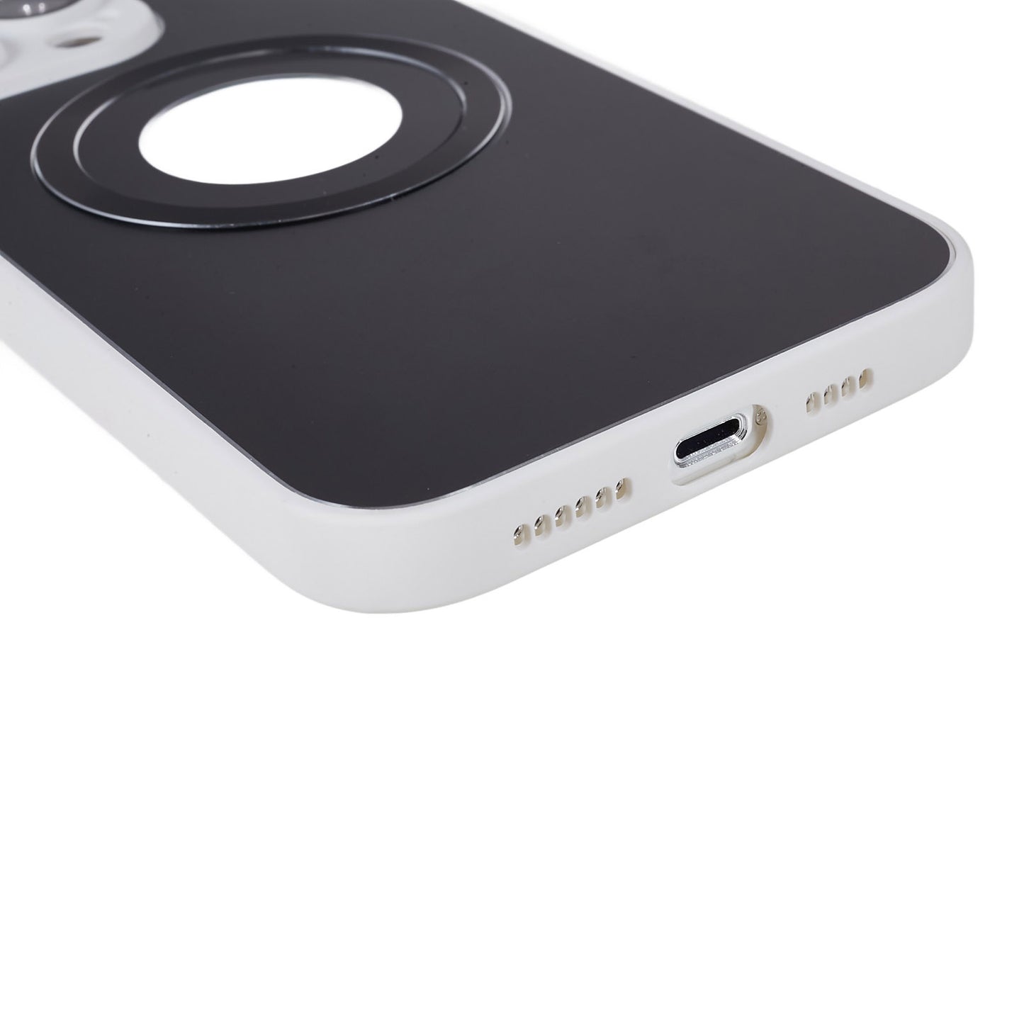 For iPhone 14 Pro TPU Magnetic Phone Case Aluminum Alloy Ring Logo View AG Matte Cover with Lens Protector