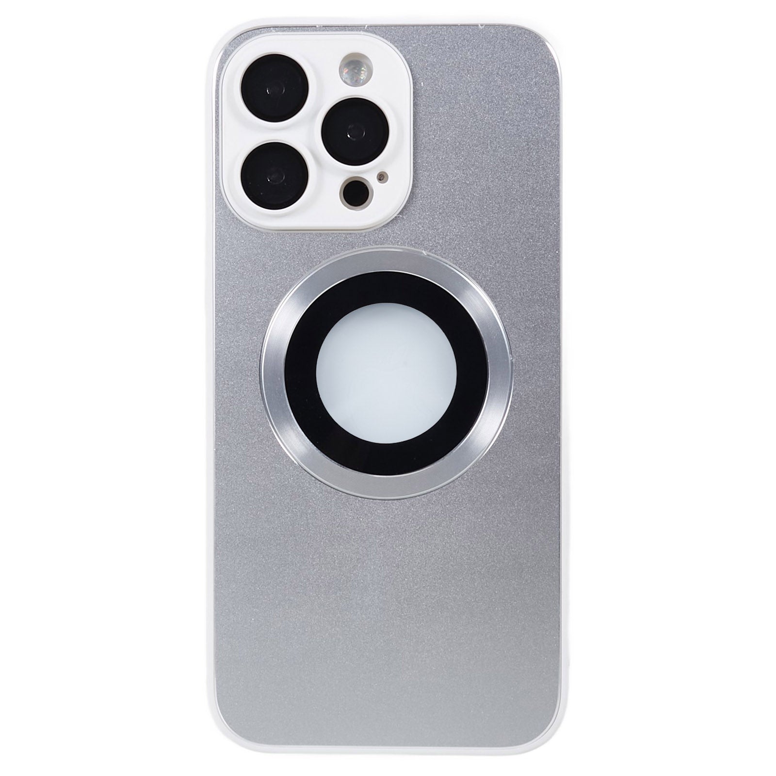 For iPhone 14 Pro TPU Magnetic Phone Case Aluminum Alloy Ring Logo View AG Matte Cover with Lens Protector