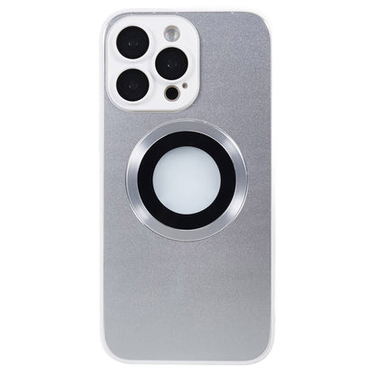 For iPhone 14 Pro TPU Magnetic Phone Case Aluminum Alloy Ring Logo View AG Matte Cover with Lens Protector