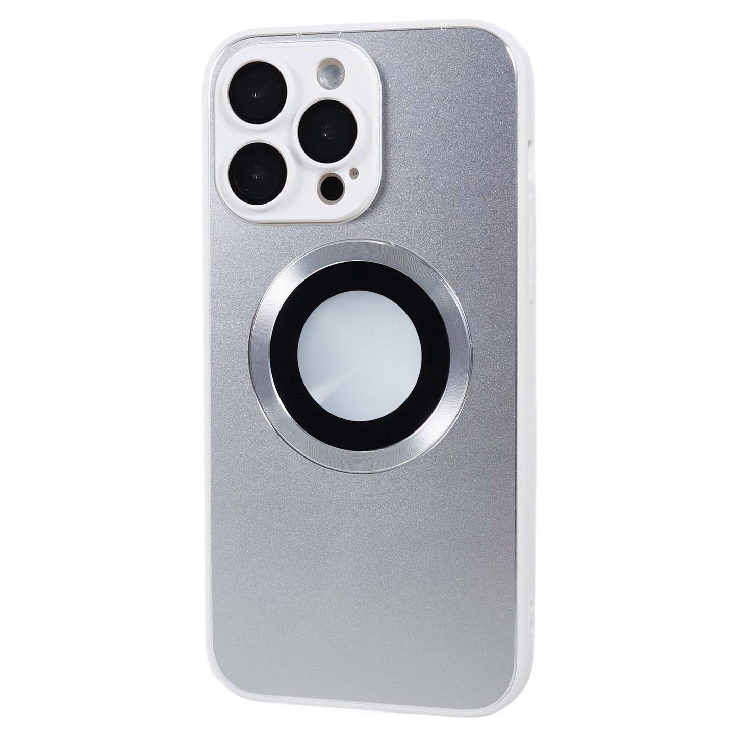 For iPhone 14 Pro TPU Magnetic Phone Case Aluminum Alloy Ring Logo View AG Matte Cover with Lens Protector