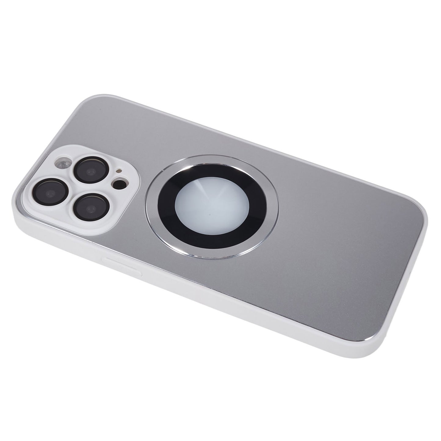 For iPhone 14 Pro TPU Magnetic Phone Case Aluminum Alloy Ring Logo View AG Matte Cover with Lens Protector