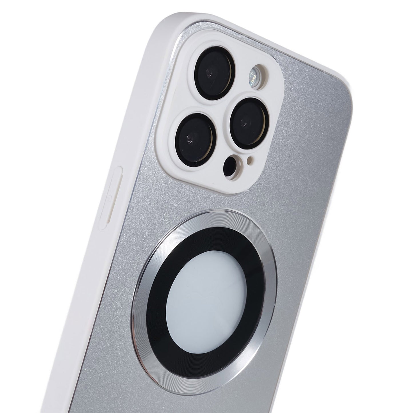 For iPhone 14 Pro TPU Magnetic Phone Case Aluminum Alloy Ring Logo View AG Matte Cover with Lens Protector