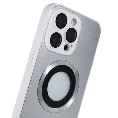 For iPhone 14 Pro TPU Magnetic Phone Case Aluminum Alloy Ring Logo View AG Matte Cover with Lens Protector