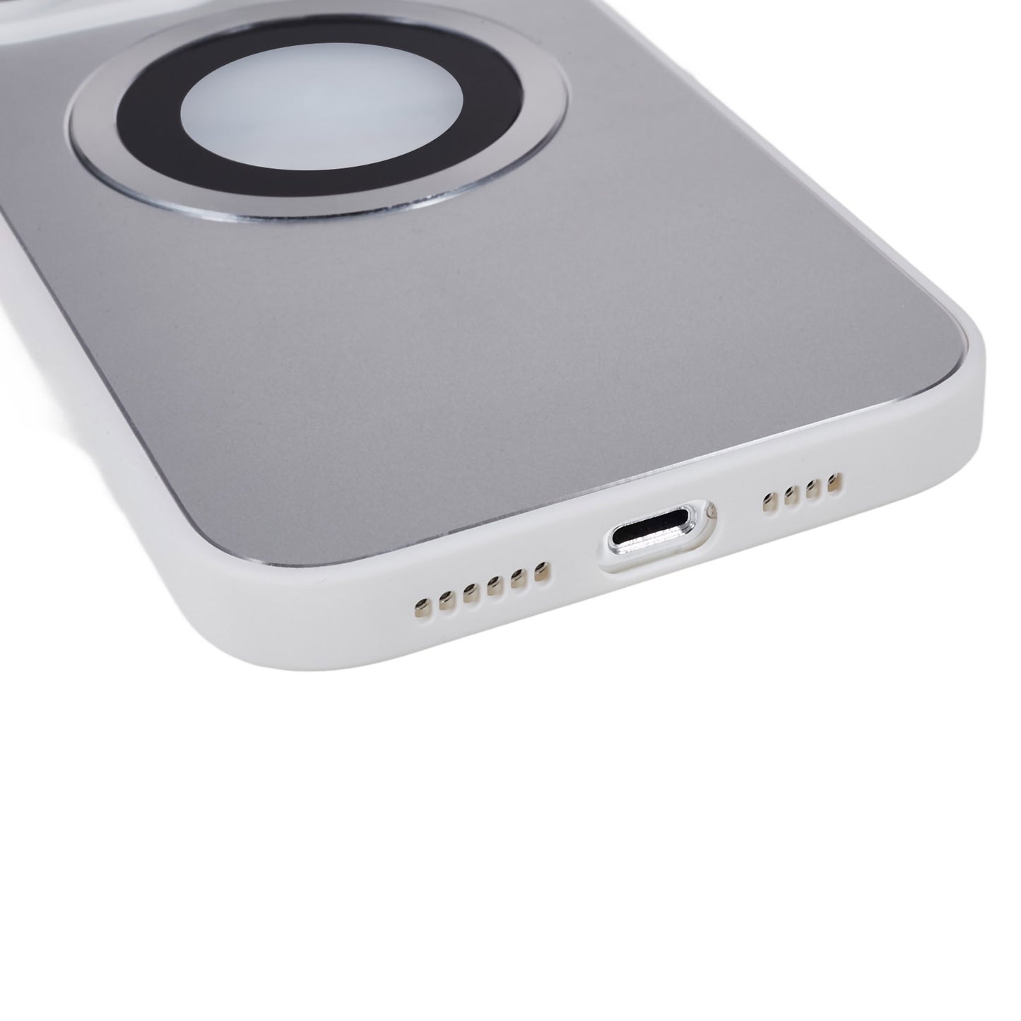 For iPhone 14 Pro TPU Magnetic Phone Case Aluminum Alloy Ring Logo View AG Matte Cover with Lens Protector