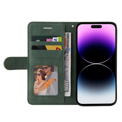 KT Leather Series-1 For iPhone 15 Pro Max Phone Leather Case Dual-color Splicing Wallet Stand Phone Cover