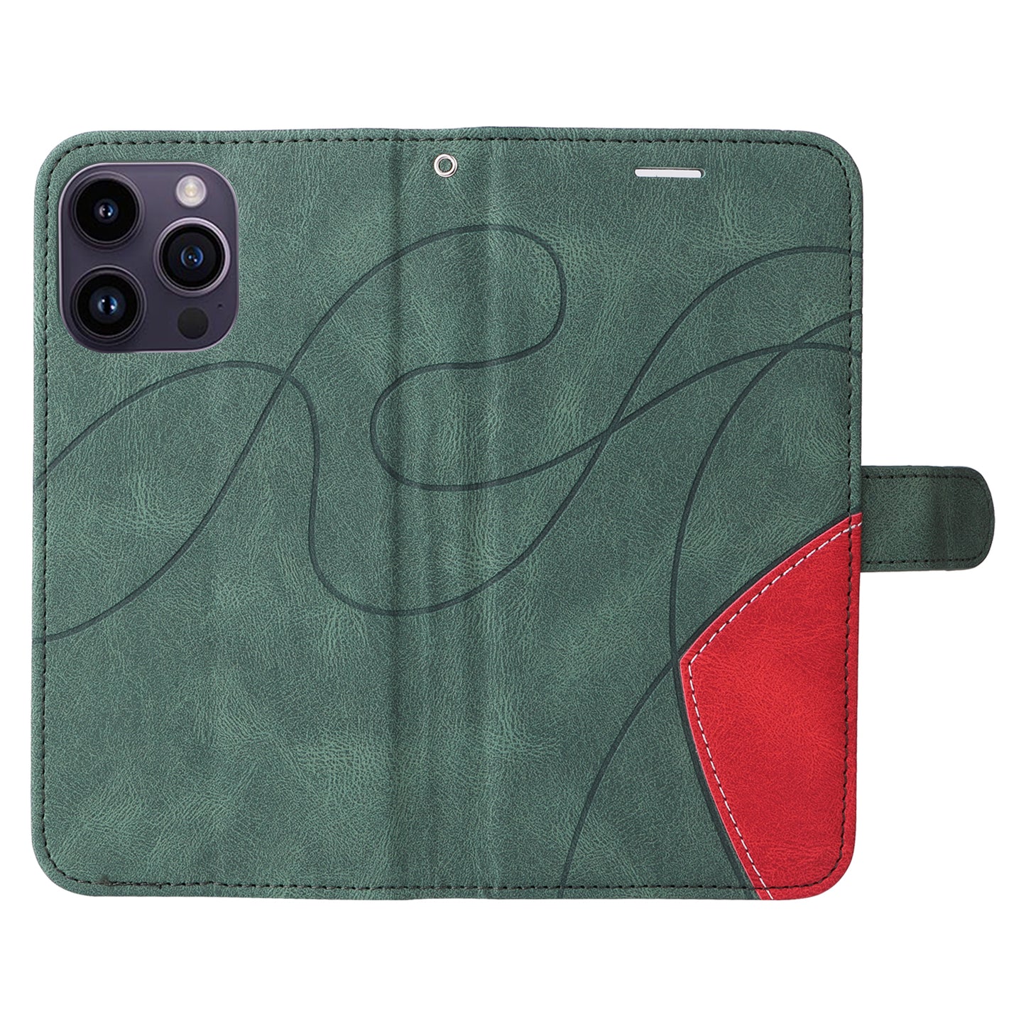 KT Leather Series-1 For iPhone 15 Pro Max Phone Leather Case Dual-color Splicing Wallet Stand Phone Cover