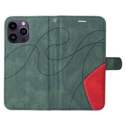 KT Leather Series-1 For iPhone 15 Pro Max Phone Leather Case Dual-color Splicing Wallet Stand Phone Cover