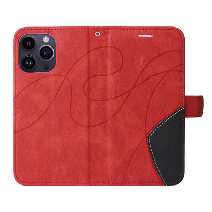 KT Leather Series-1 For iPhone 15 Pro Max Phone Leather Case Dual-color Splicing Wallet Stand Phone Cover