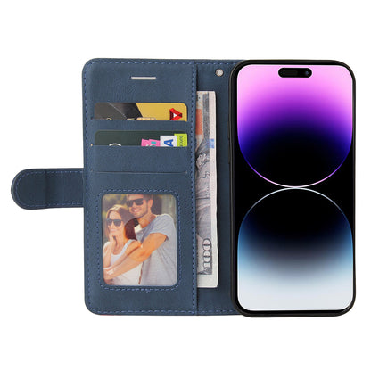 KT Leather Series-1 For iPhone 15 Pro Max Phone Leather Case Dual-color Splicing Wallet Stand Phone Cover