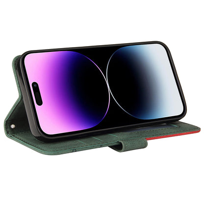 KT Leather Series-1 For iPhone 15 Pro Max Phone Leather Case Dual-color Splicing Wallet Stand Phone Cover