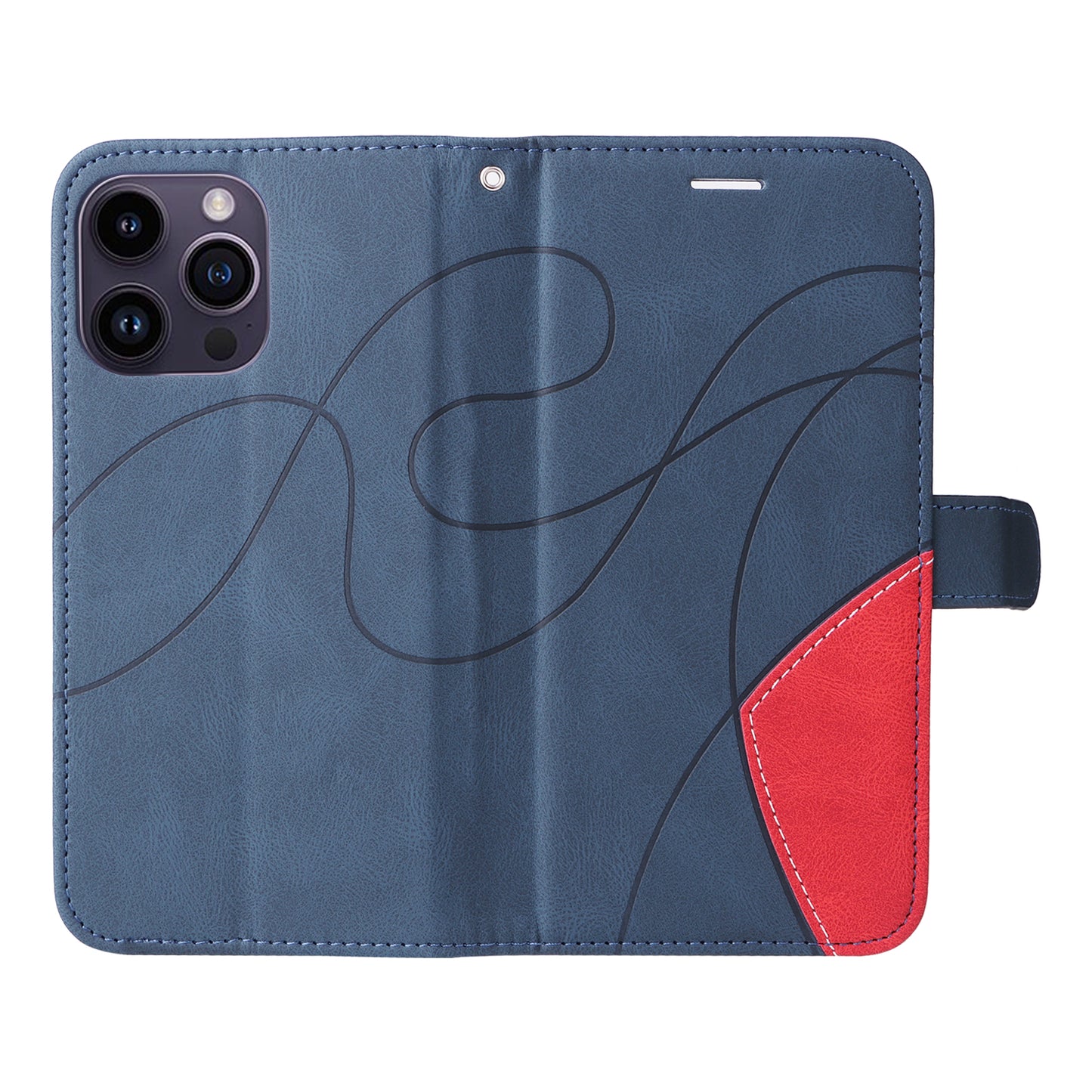 KT Leather Series-1 For iPhone 15 Pro Max Phone Leather Case Dual-color Splicing Wallet Stand Phone Cover