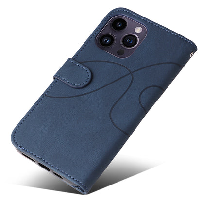 KT Leather Series-1 For iPhone 15 Pro Max Phone Leather Case Dual-color Splicing Wallet Stand Phone Cover