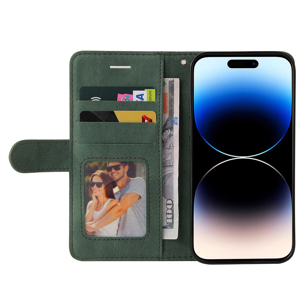 KT Leather Series-1 For iPhone 15 Pro Wallet Phone Cover Dual-color Splicing Stand Phone Leather Case